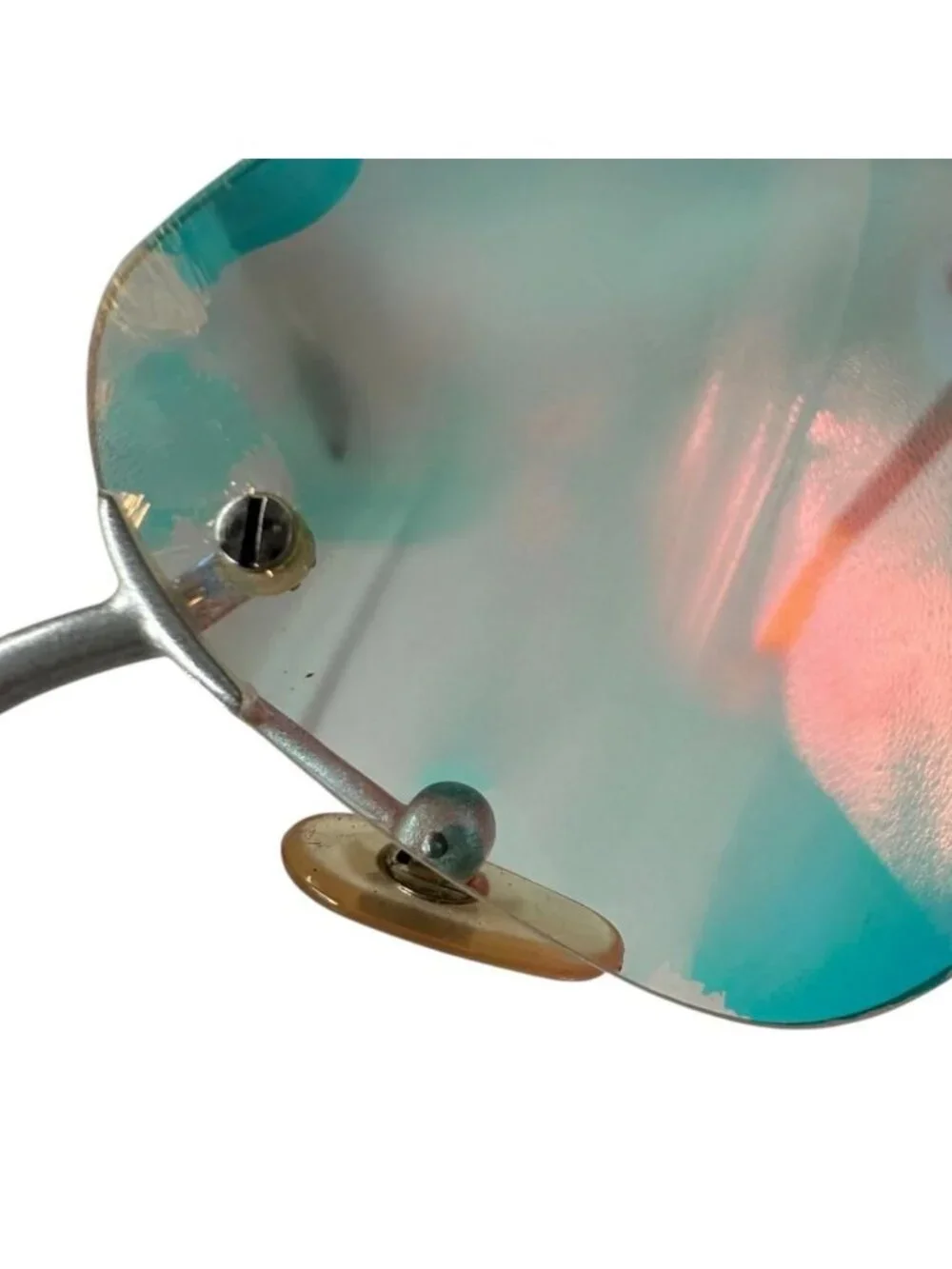 Chanel Sunglasses CC Logo Rimless Oval Metal Acetate Silver Eyewear